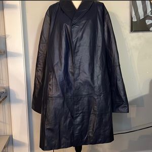 34W Women’s Genuine leather coat Navy Blue